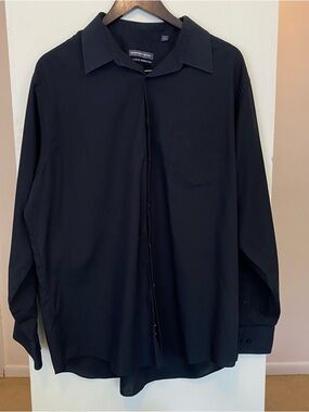 Geoffrey Beene Shirt Mens XL 17.5 34/35 Black Button Down Wrinkle Free